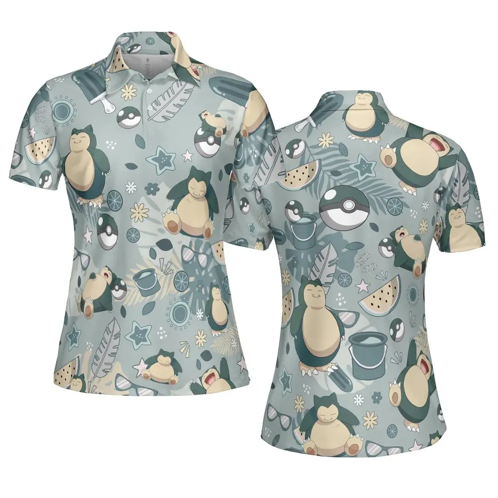 Summer Relax Snorlax Pokemon AOP Men/Women Polo Shirt - 5