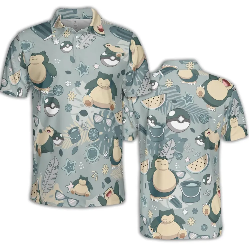 Summer Relax Snorlax Pokemon AOP Men/Women Polo Shirt - 2