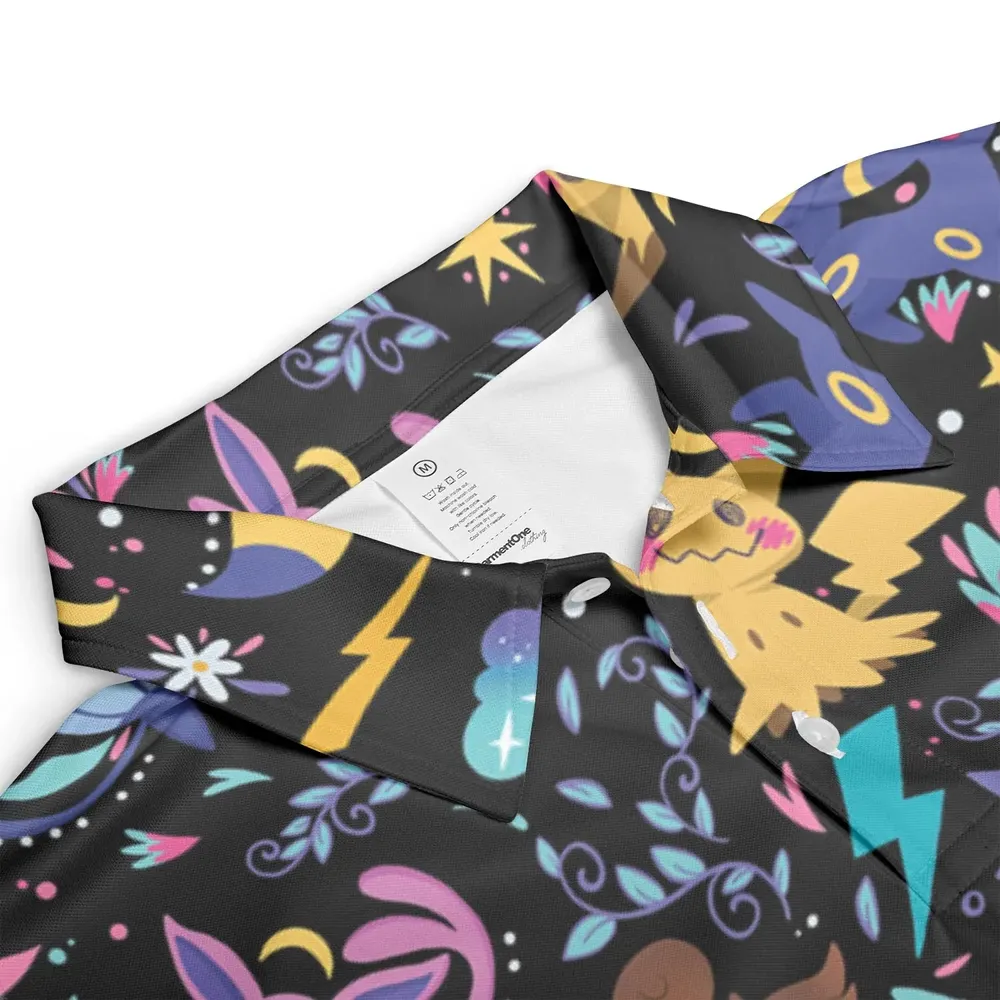 Ghost Buddies Cottagecore Pokemon Patterns AOP Men/Women Polo Shirt - 3