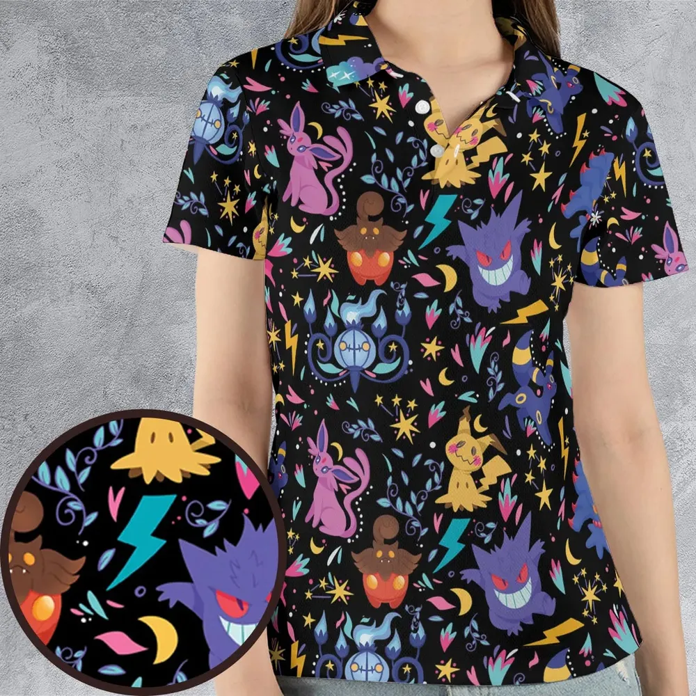 Ghost Buddies Cottagecore Pokemon Patterns AOP Men/Women Polo Shirt - 4