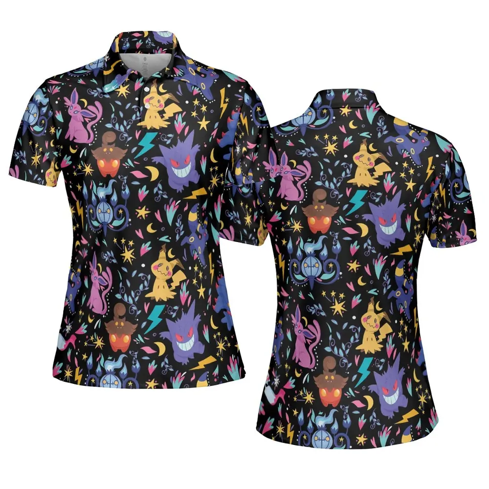 Ghost Buddies Cottagecore Pokemon Patterns AOP Men/Women Polo Shirt - 5