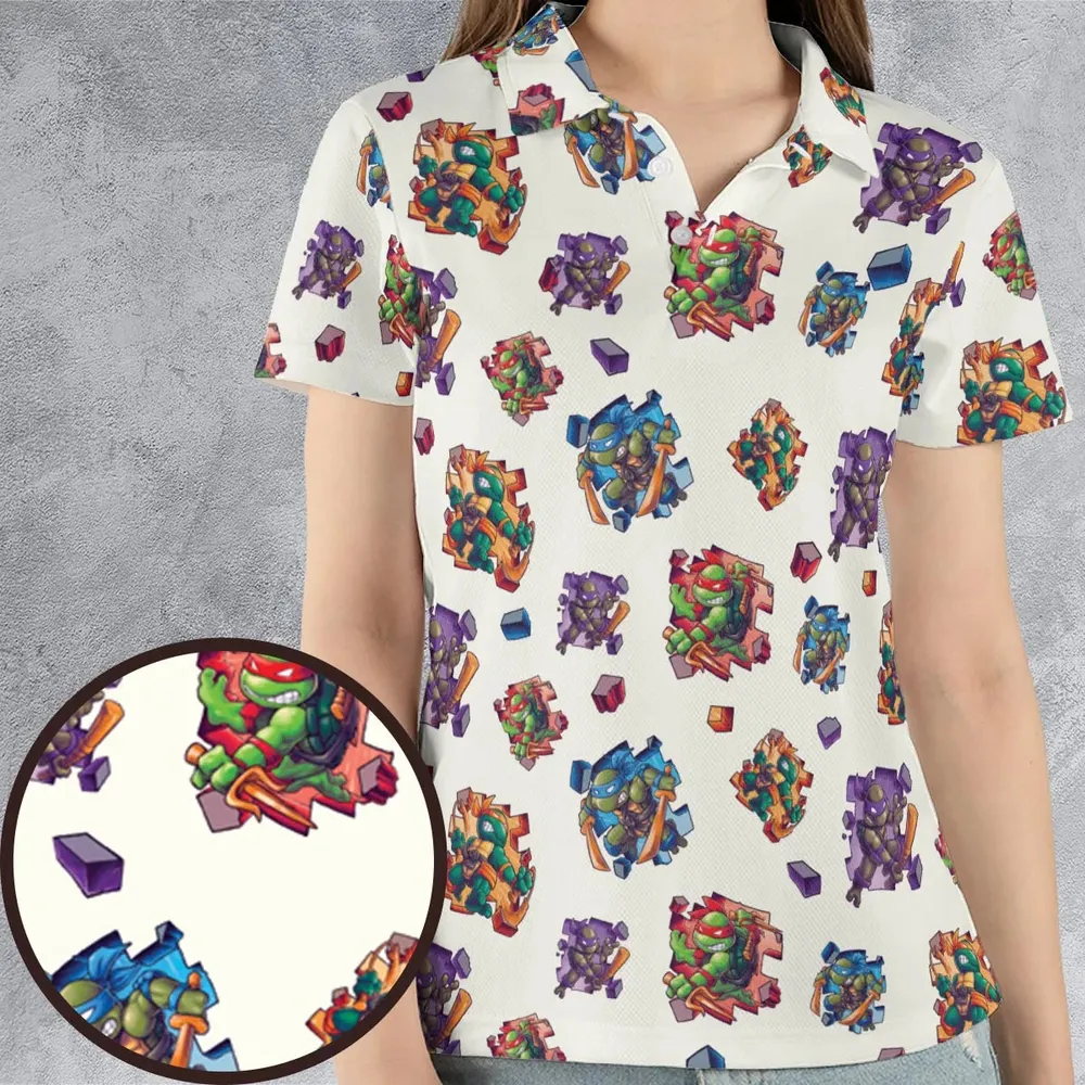 TMNT Break The Wall AOP Men/Women Polo Shirt - 4