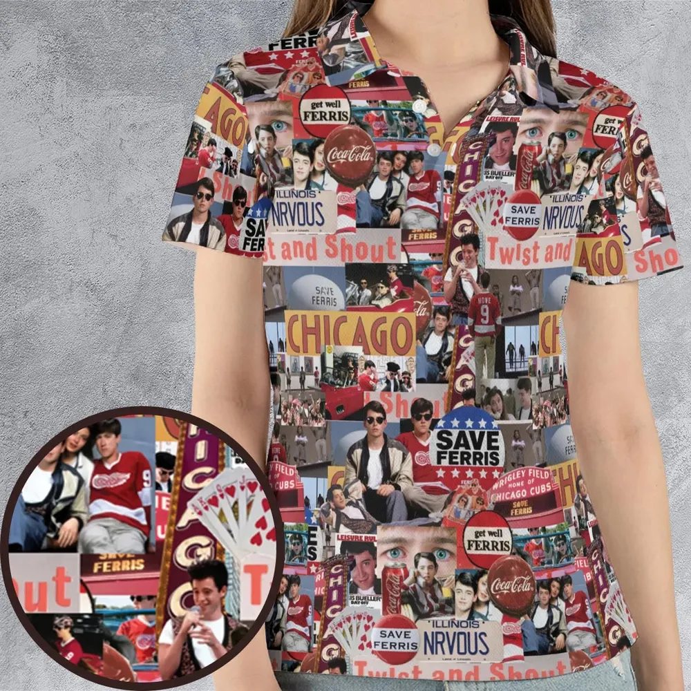 Vintage Aesthetic Ferris Bueller's Day Off AOP Men/Women Polo Shirt - 4