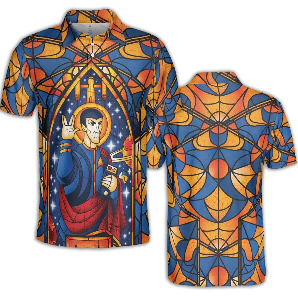 Stained Glass Star Trek AOP Men/Women Polo Shirt - 2