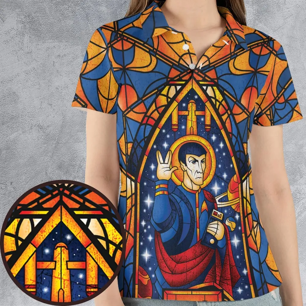 Stained Glass Star Trek AOP Men/Women Polo Shirt - 4