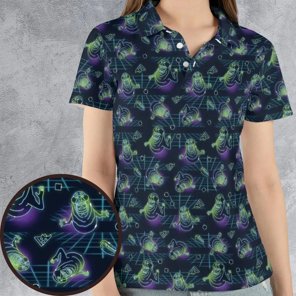 The Real Ghostbusters Slimer Classics Retro AOP Men/Women Polo Shirt - 4