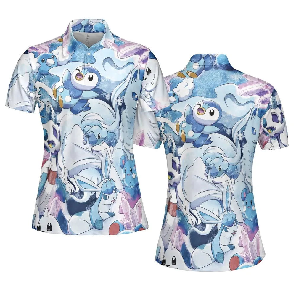 Winter Friends Pokemon Pattern AOP Men/Women Polo Shirt - 5