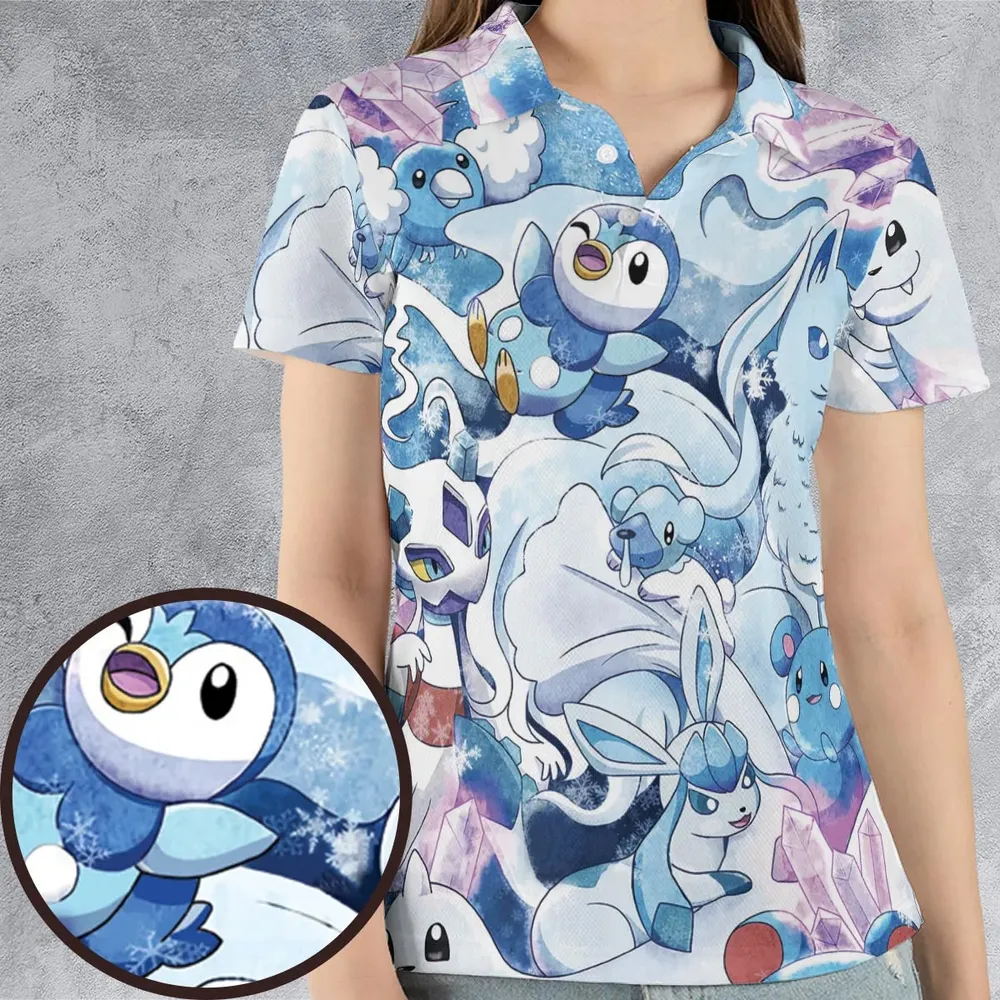 Winter Friends Pokemon Pattern AOP Men/Women Polo Shirt - 4