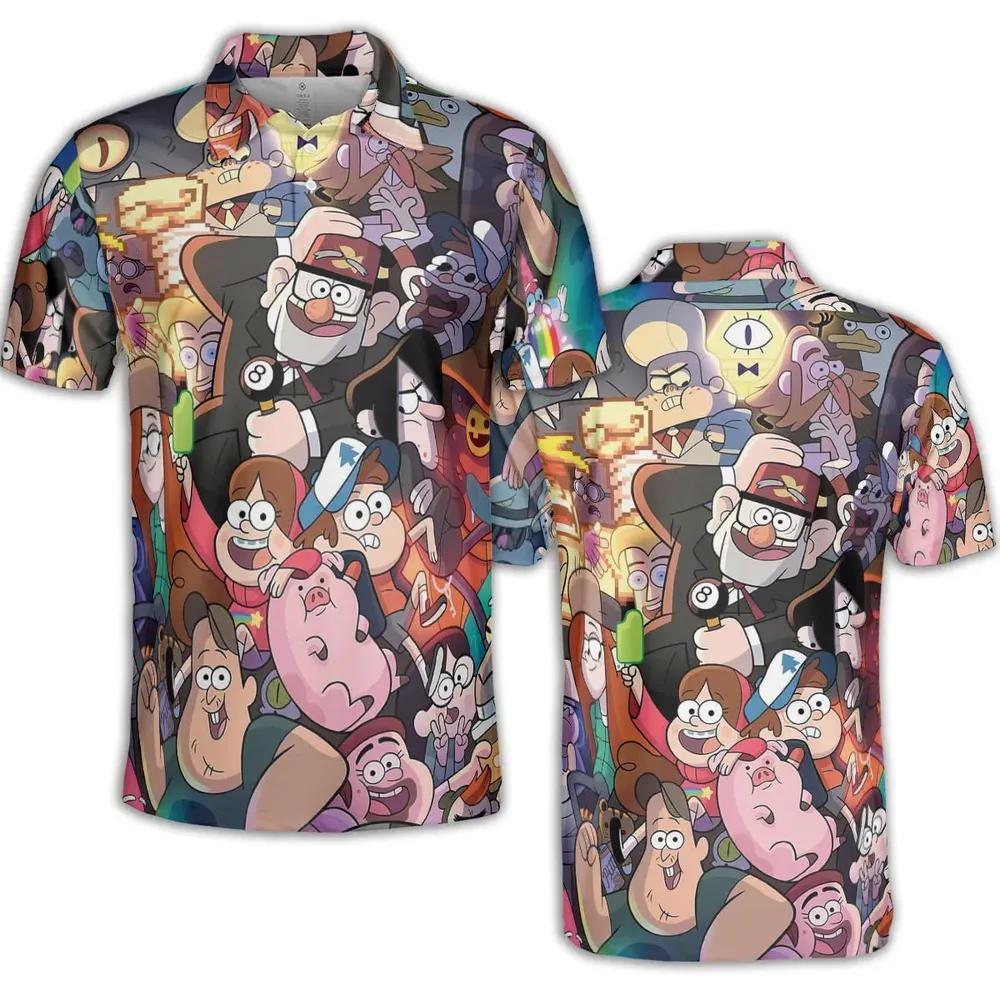 Gravity Falls Characters Pattern AOP Men/Women Polo Shirt - 2