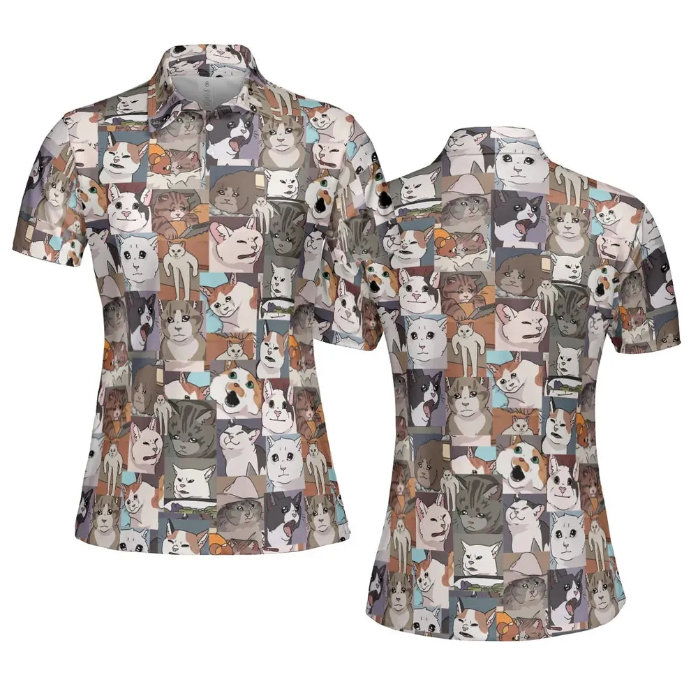 Funny Cat Internet Meme AOP Men/Women Polo Shirt - 5