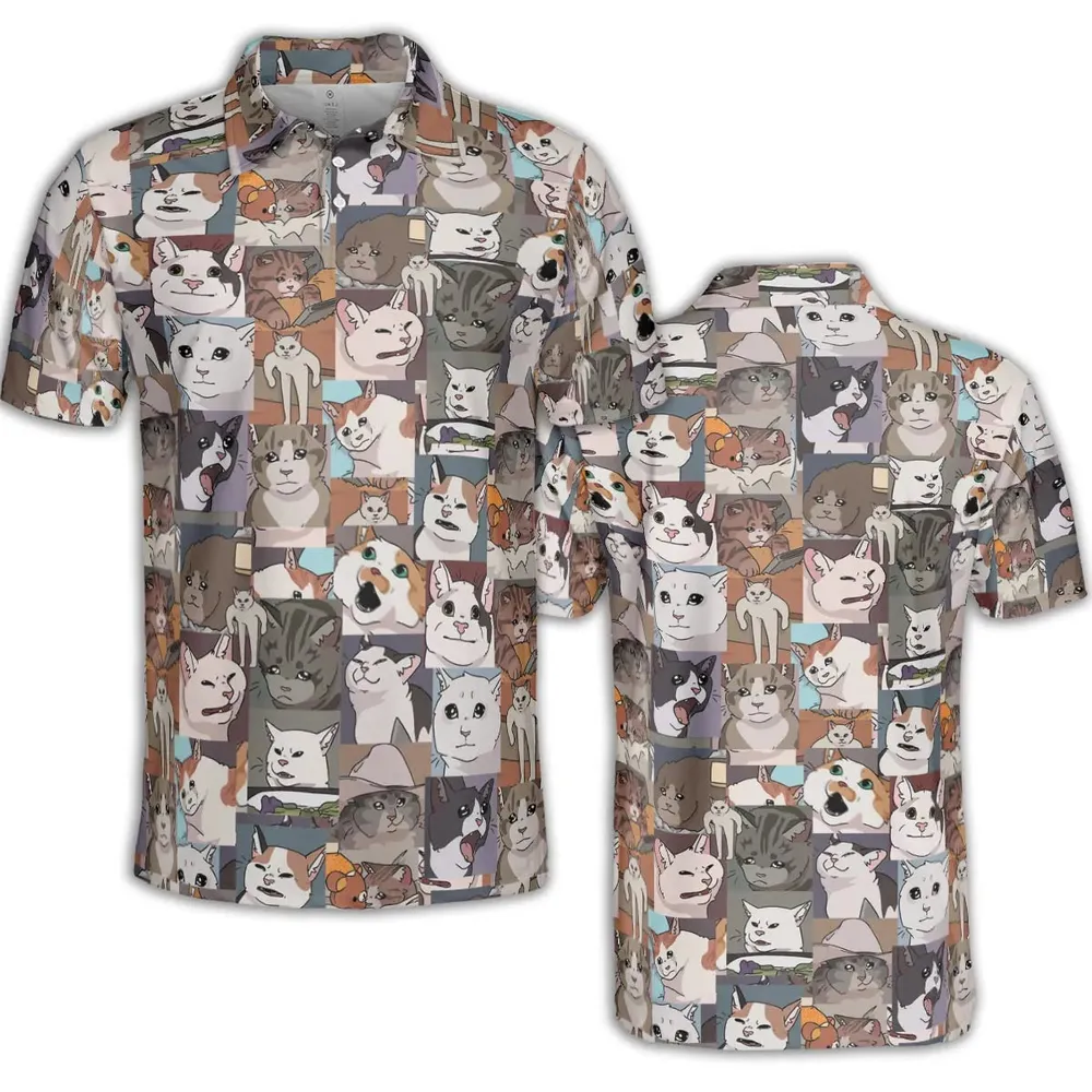 Funny Cat Internet Meme AOP Men/Women Polo Shirt - 2