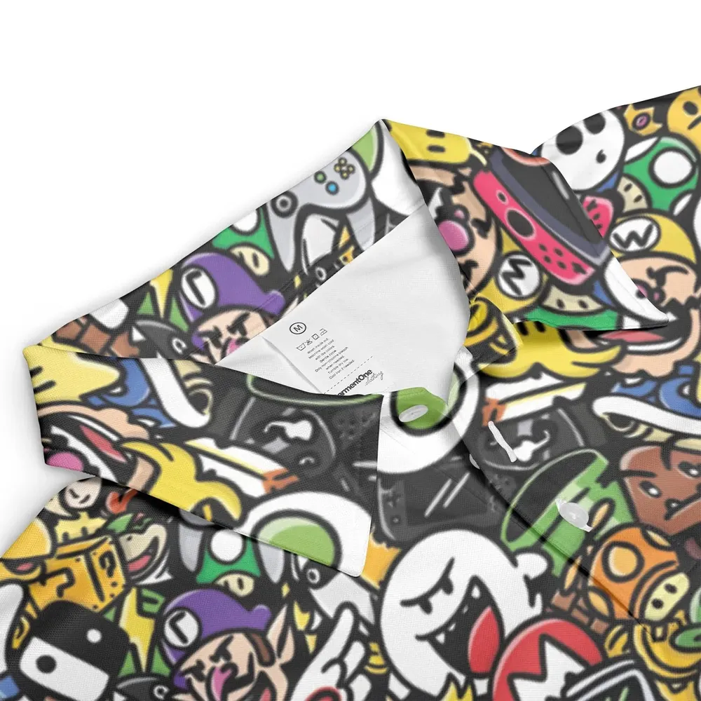 Super Mario Characters All In One Pattern AOP Men/Women Polo Shirt - 3