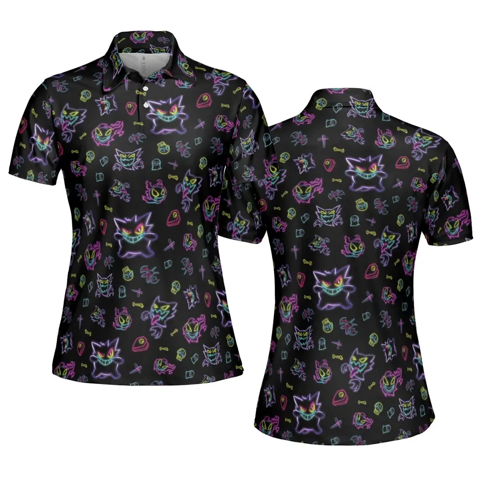 Neon Gastly Haunter Gengar Pokemon AOP Men/Women Polo Shirt - 5