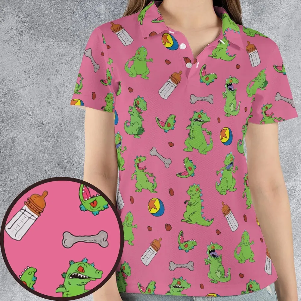 Rugrats Reptar Pattern AOP Men/Women Polo Shirt - 4