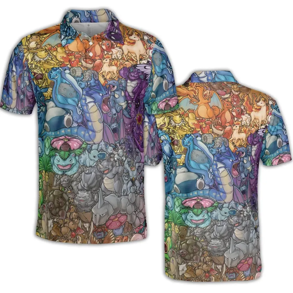 Rainbow Epic Pokemon AOP Men/Women Polo Shirt - 2