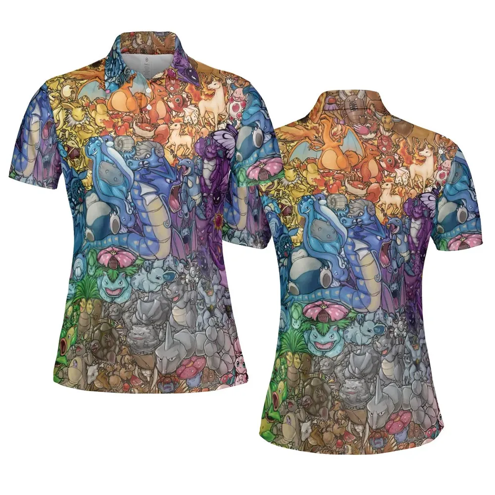 Rainbow Epic Pokemon AOP Men/Women Polo Shirt - 5