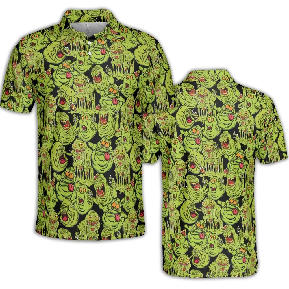 Funny Slimer Ghostbusters AOP Men/Women Polo Shirt - 2