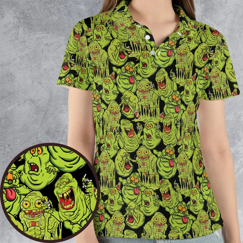 Funny Slimer Ghostbusters AOP Men/Women Polo Shirt - 4