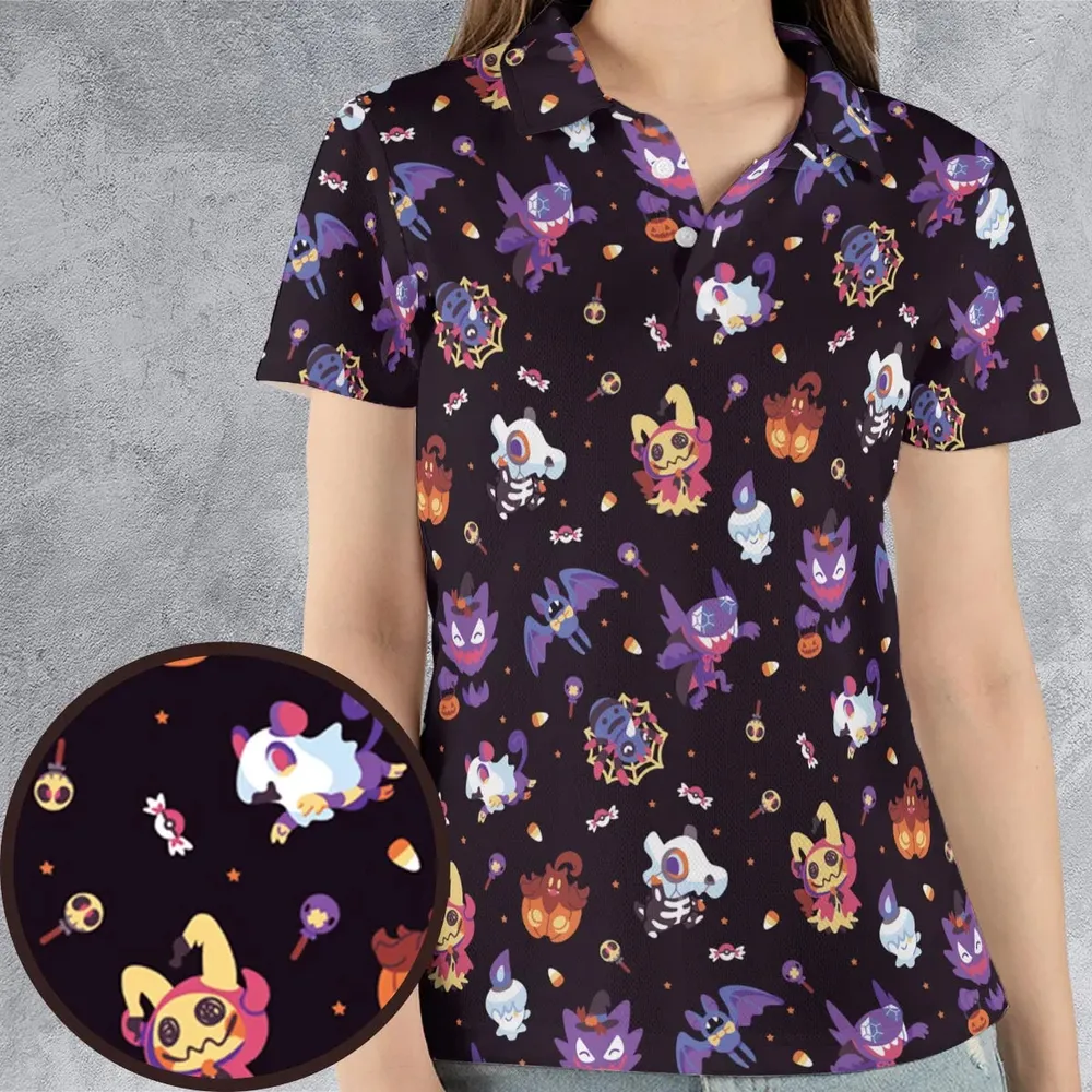 Trick or Treat Poke'ween Pokemon AOP Men/Women Polo Shirt - 4