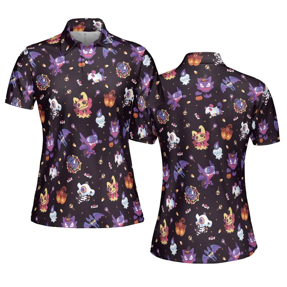 Trick or Treat Poke'ween Pokemon AOP Men/Women Polo Shirt - 5