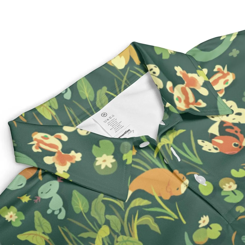 Floating In A Pond Magikarp Psyduck Vaporeon Water Pokemon AOP Men/Women Polo Shirt - 3