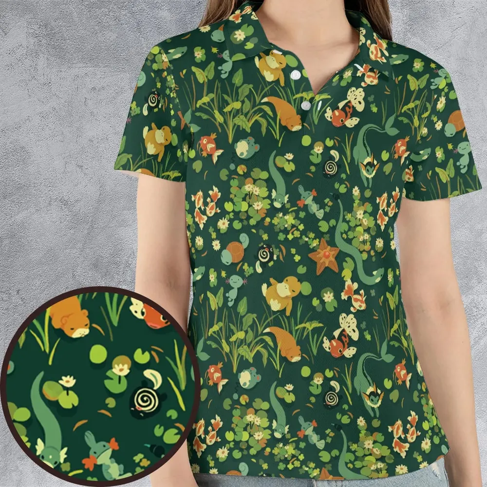 Floating In A Pond Magikarp Psyduck Vaporeon Water Pokemon AOP Men/Women Polo Shirt - 4