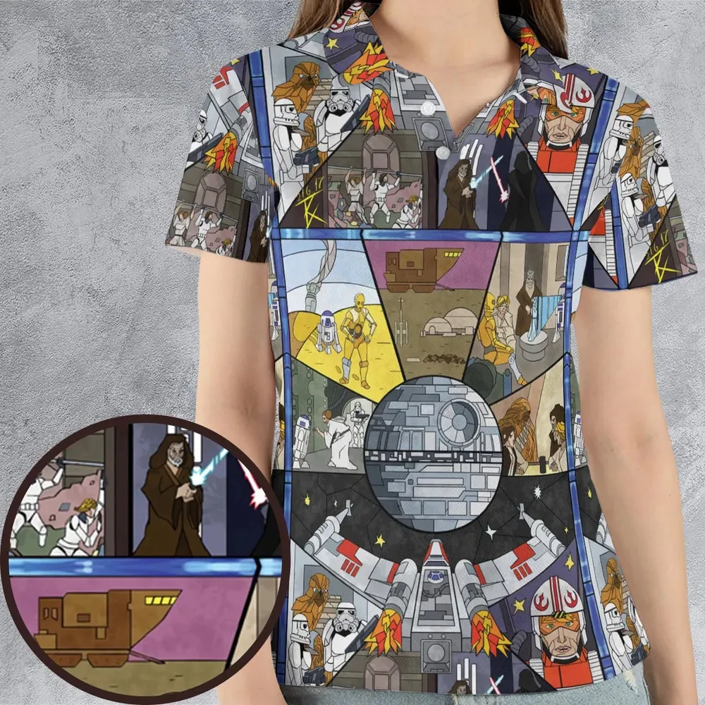 Stained Glass Star Wars AOP Men/Women Polo Shirt - 4