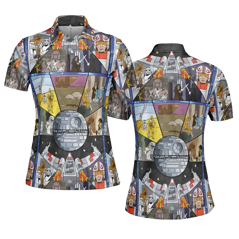 Stained Glass Star Wars AOP Men/Women Polo Shirt - 5