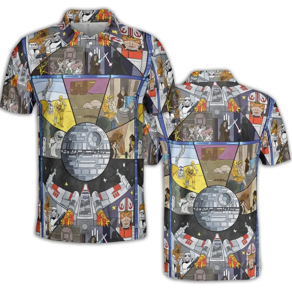 Stained Glass Star Wars AOP Men/Women Polo Shirt - 2