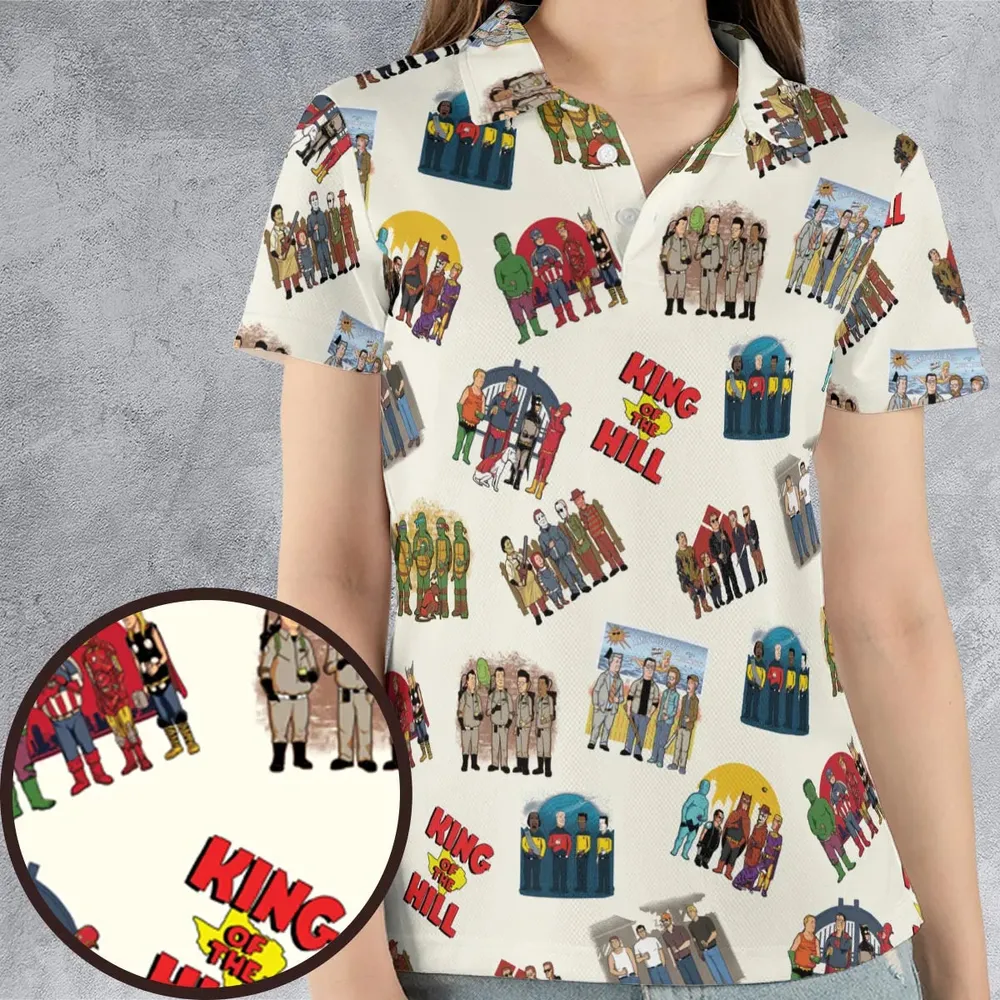 Hank Hill's Friends King Of The Hill Parody AOP Men/Women Polo Shirt - 4