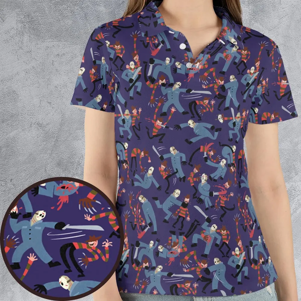 The Battle Freddy vs Jason Nightmare on Elm Street Friday the 13th AOP Men/Women Polo Shirt - 4