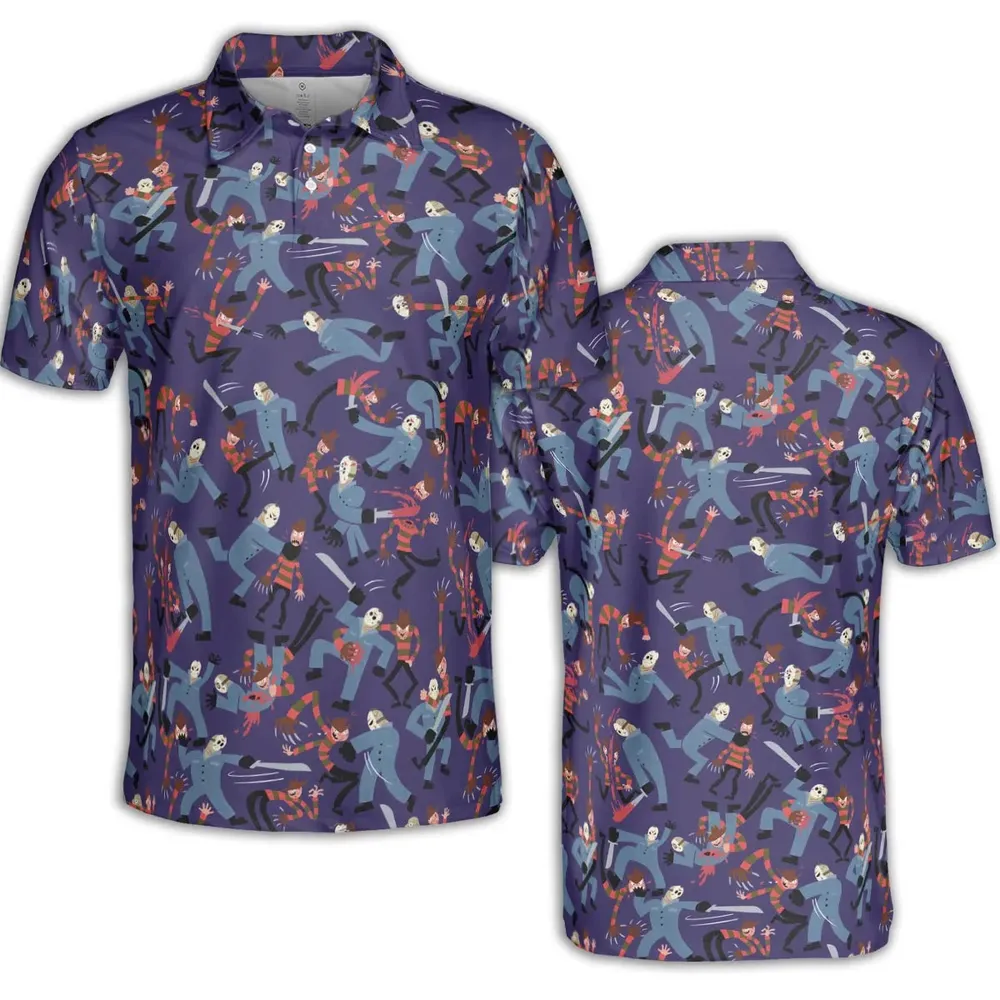 The Battle Freddy vs Jason Nightmare on Elm Street Friday the 13th AOP Men/Women Polo Shirt - 2