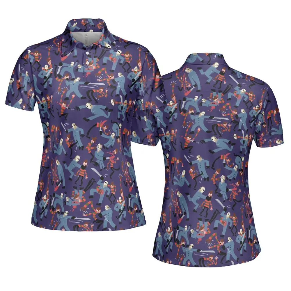 The Battle Freddy vs Jason Nightmare on Elm Street Friday the 13th AOP Men/Women Polo Shirt - 5