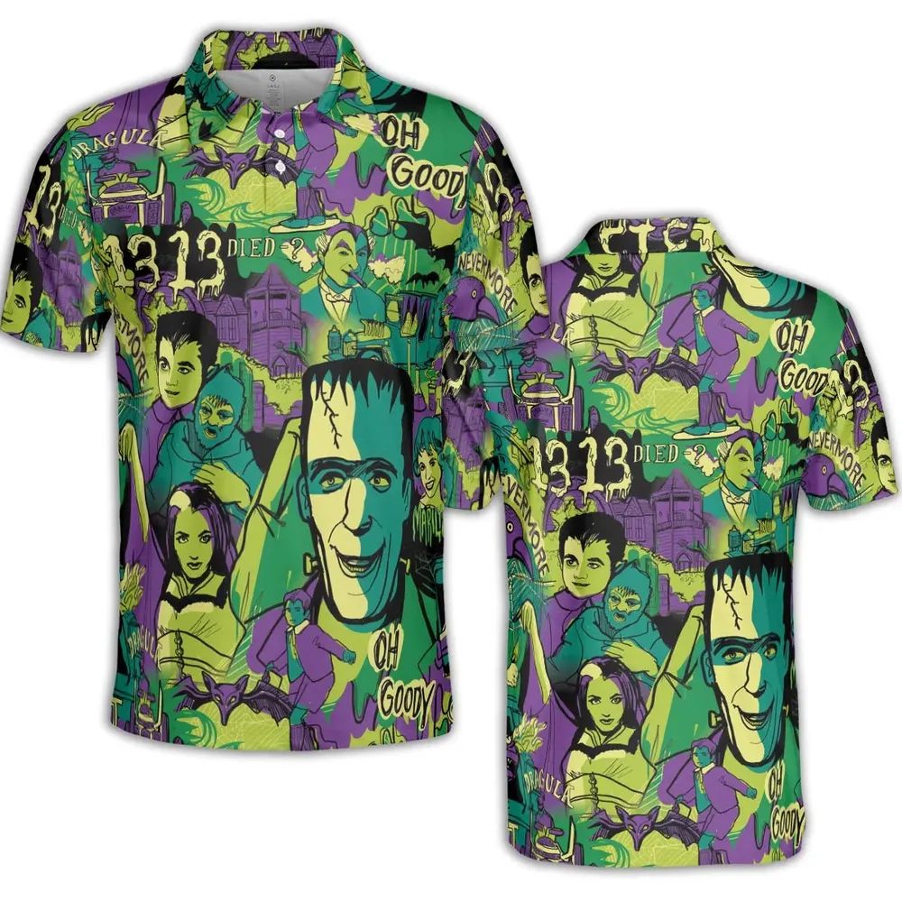 Oh Groovy Frankenstein Universal Horror AOP Men/Women Polo Shirt - 2
