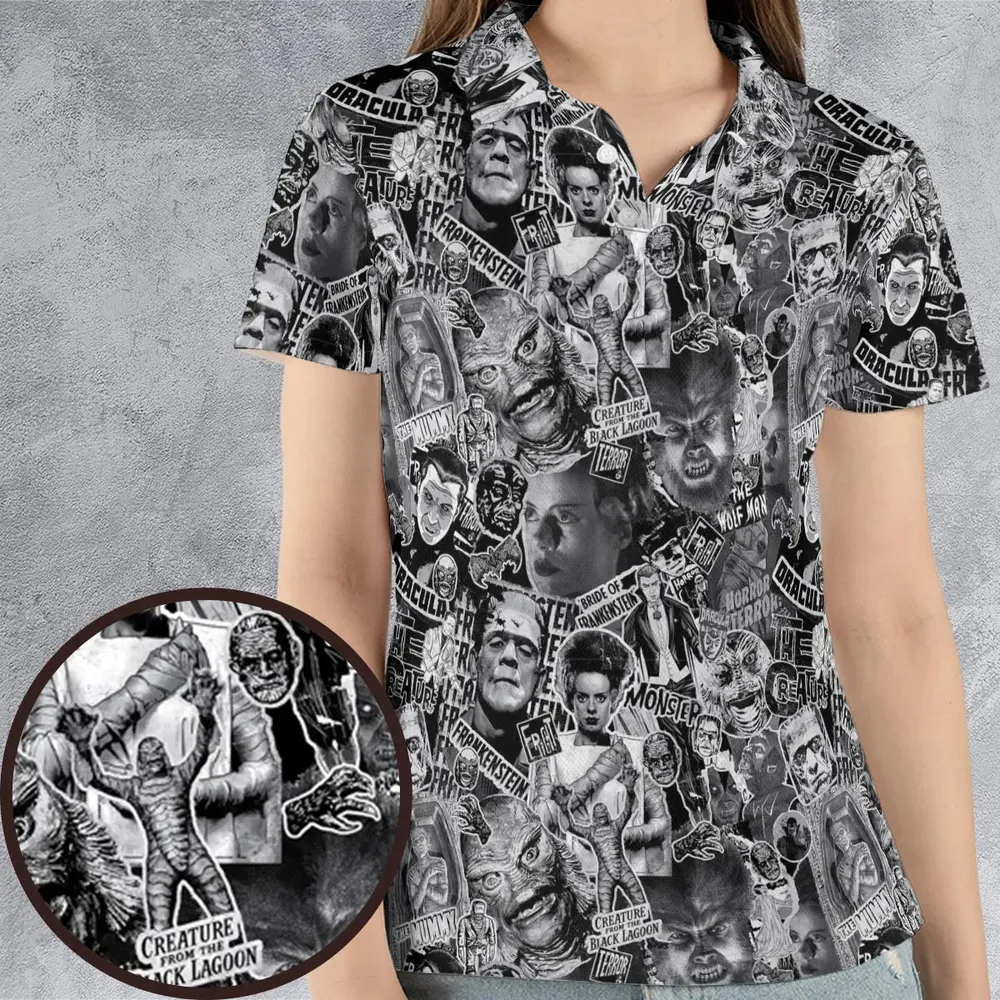 The Monsters Universal Classic Monsters AOP Men/Women Polo Shirt - 4