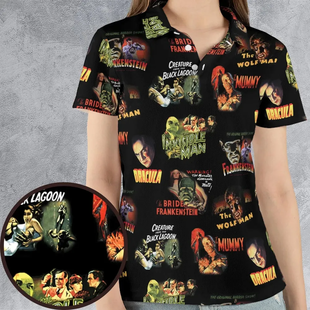 Teaming Monsters All Up Universal Monsters AOP Men/Women Polo Shirt - 4