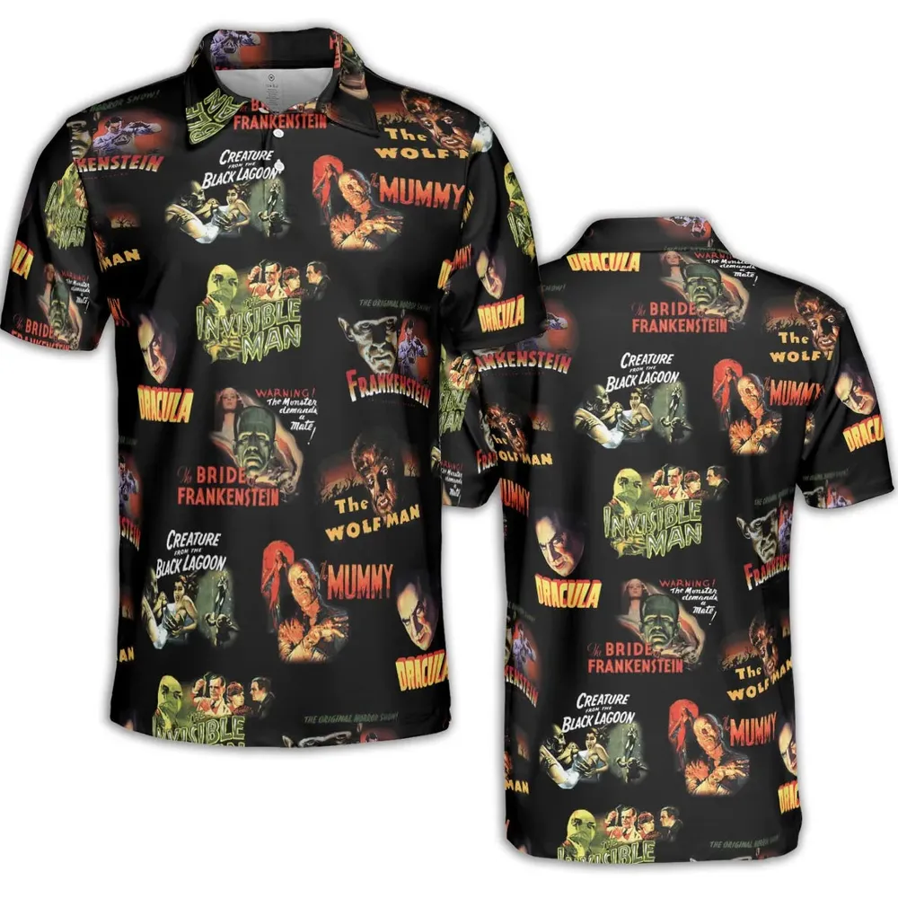 Teaming Monsters All Up Universal Monsters AOP Men/Women Polo Shirt - 2