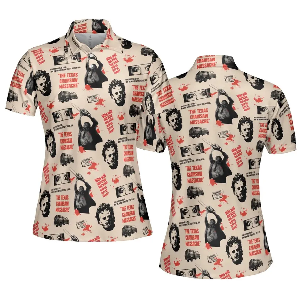 Leatherface The Texas Chainsaw Massacre Horror Pattern AOP Men/Women Polo Shirt - 5