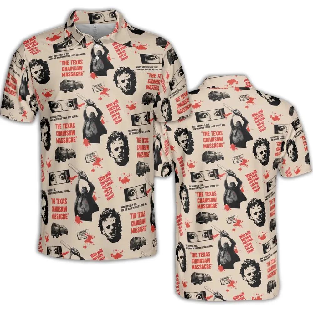 Leatherface The Texas Chainsaw Massacre Horror Pattern AOP Men/Women Polo Shirt - 2