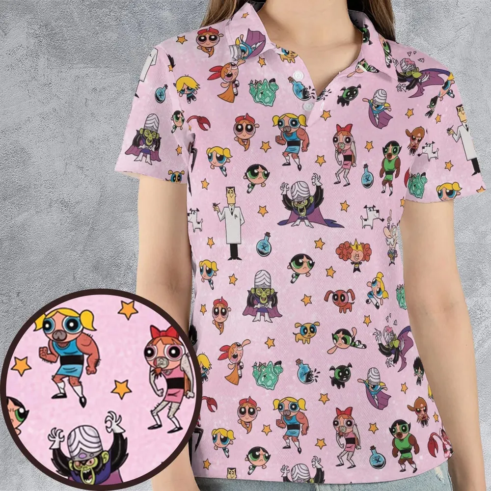 Power Puff Girls Characters Pattern AOP Men/Women Polo Shirt - 4