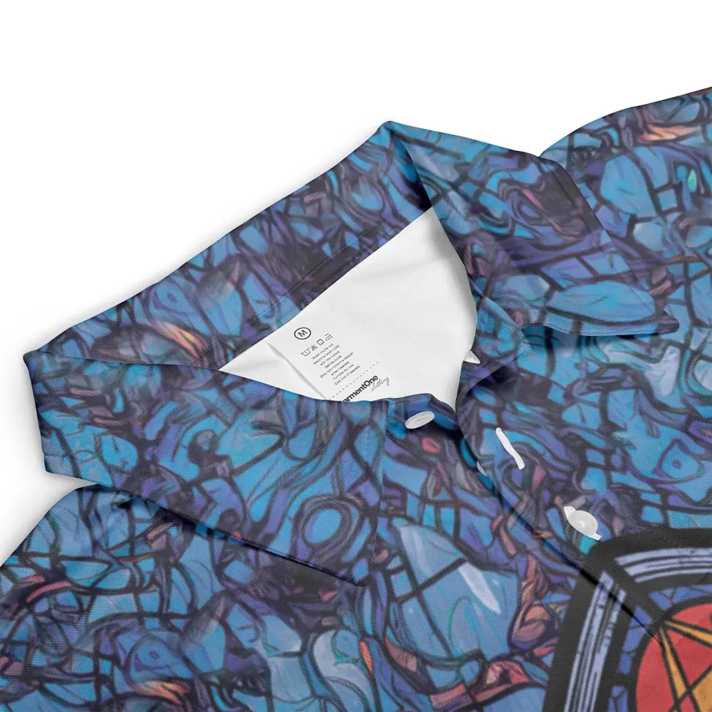 Stained Glass Cthulhu H.P Lovecraft AOP Men/Women Polo Shirt - 3