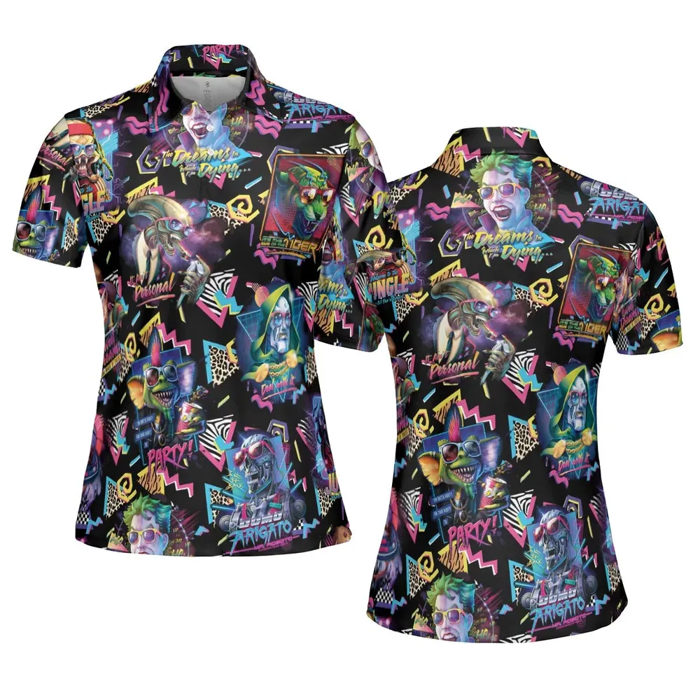 Retro Horror Characters Halloween AOP Men/Women Polo Shirt - 5