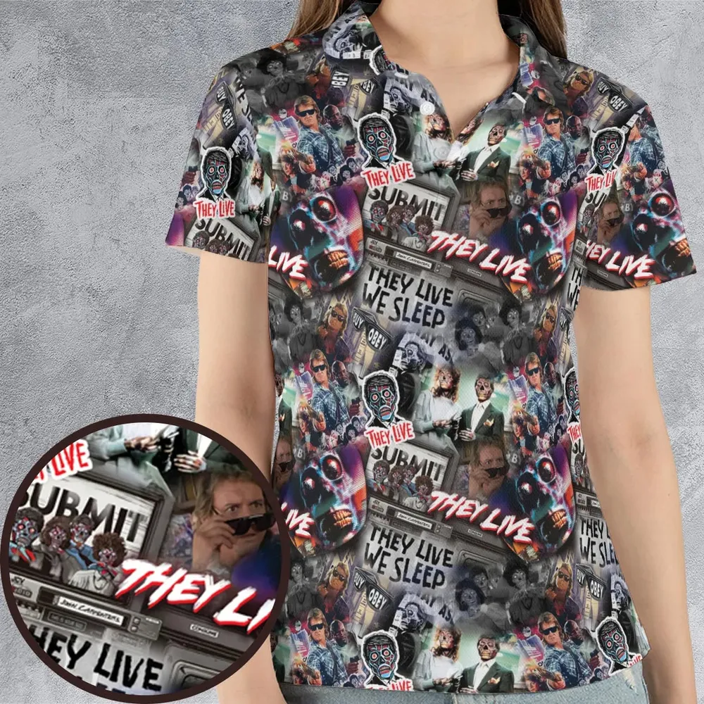 They Live Seamless Pattern AOP Men/Women Polo Shirt - 4