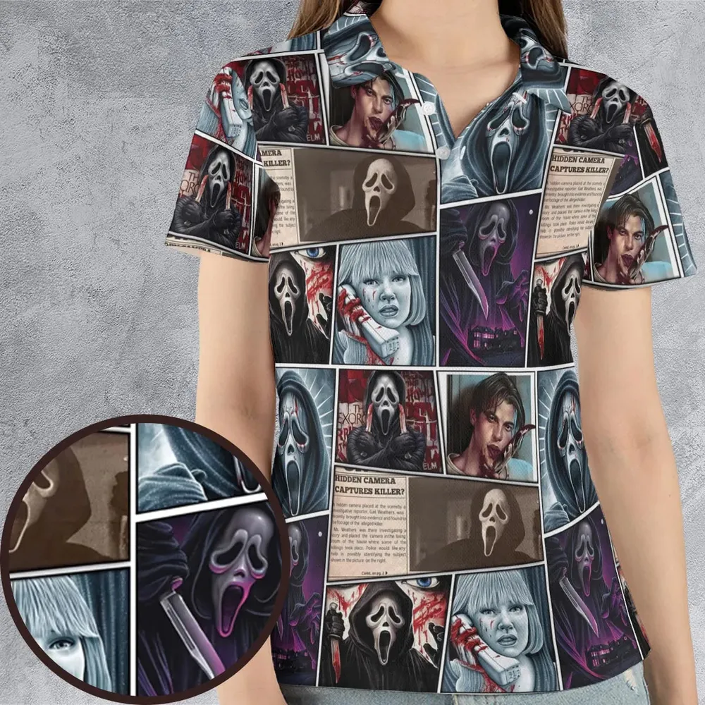 Scream Ghostface Horror Movie Halloween AOP Men/Women Polo Shirt - 4