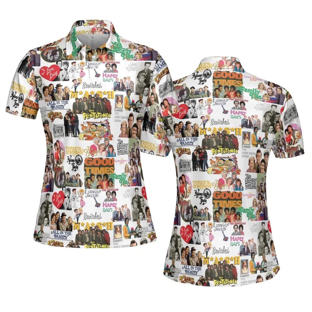Stuck in the 80s Famous Sitcom AOP Men/Women Polo Shirt - 5