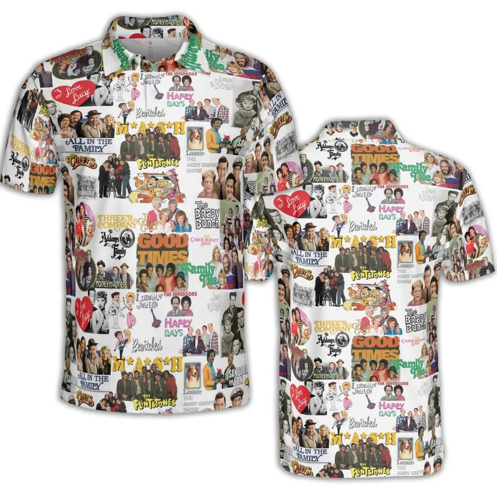 Stuck in the 80s Famous Sitcom AOP Men/Women Polo Shirt - 2