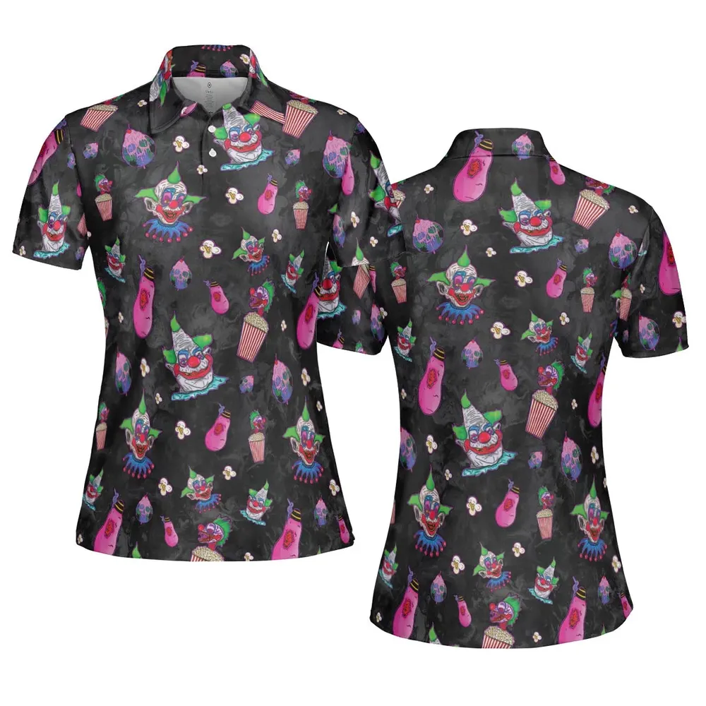 Space Horror Movie Killer Klowns Outer AOP Men/Women Polo Shirt - 5