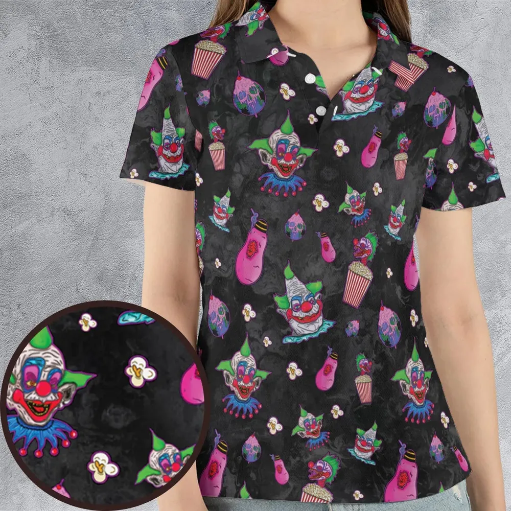 Space Horror Movie Killer Klowns Outer AOP Men/Women Polo Shirt - 4