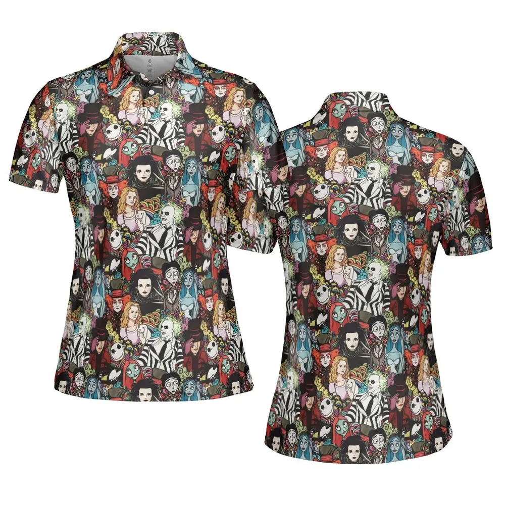 Tim Burton Characters Halloween AOP Men/Women Polo Shirt - 5