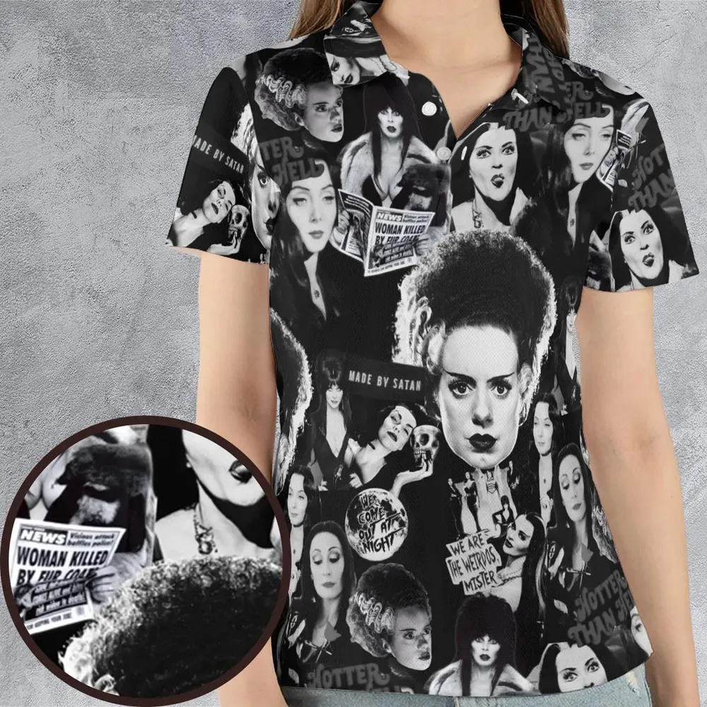 Horror Ladies Slay Collage Classic Horror Movies AOP Men/Women Polo Shirt - 4